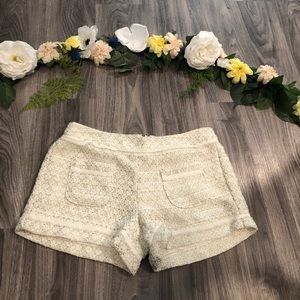 White and Gold Tweed Shorts